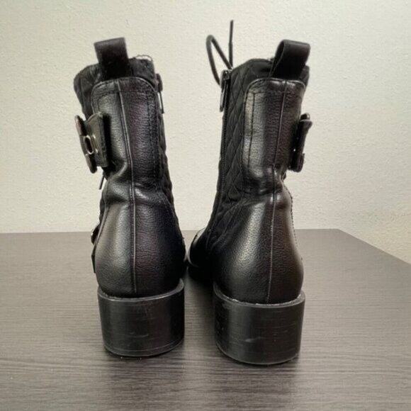 Rocket Dog Pearly Womens Combat Boots 9.5 Black Quilted Lace Up Buckle Moto Zip - Picture 8 of 10